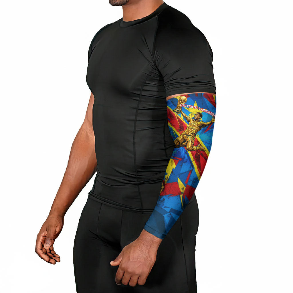 DR Congo Patrice Lumumba Football Victory Arm Sleeves African Pride Leopard And Flag