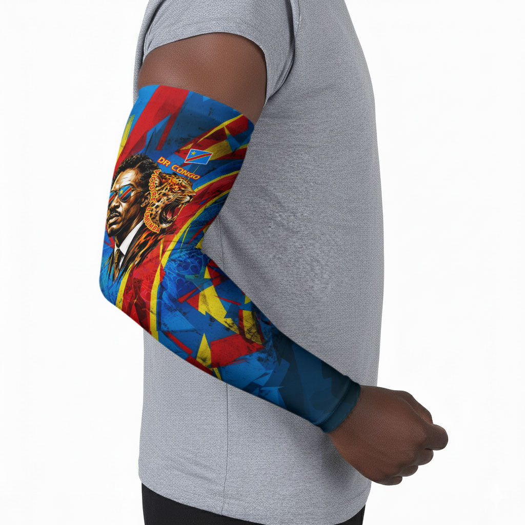 DR Congo Patrice Lumumba Football Victory Arm Sleeves African Pride Leopard And Flag