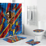 DR Congo Patrice Lumumba Football Victory Bathroom Set African Pride Leopard And Flag