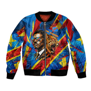 DR Congo Patrice Lumumba Football Victory Bomber Jacket African Pride Leopard And Flag