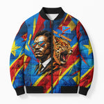 DR Congo Patrice Lumumba Football Victory Bomber Puffer Jacket African Pride Leopard And Flag