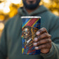 DR Congo Patrice Lumumba Football Victory 4 in 1 Can Cooler Tumbler African Pride Leopard And Flag