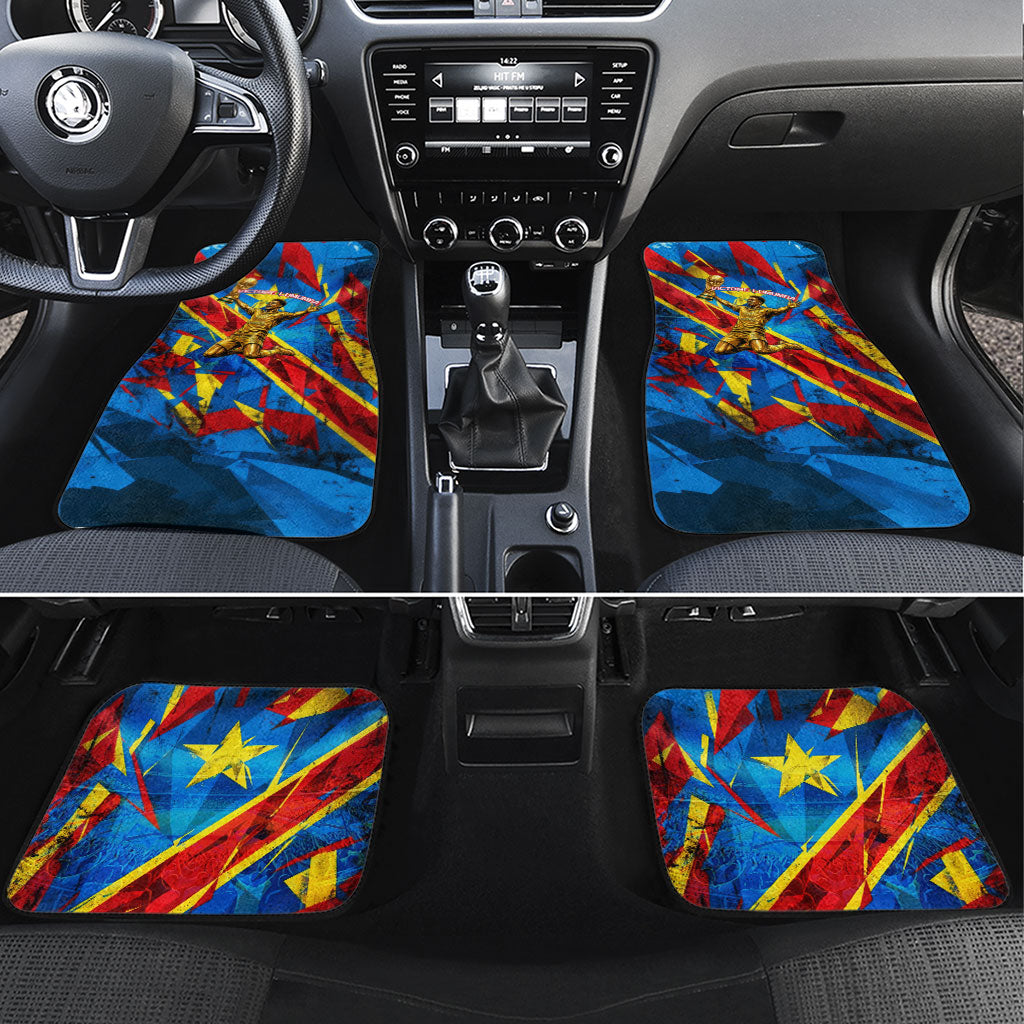 DR Congo Patrice Lumumba Football Victory Car Mats African Pride Leopard And Flag
