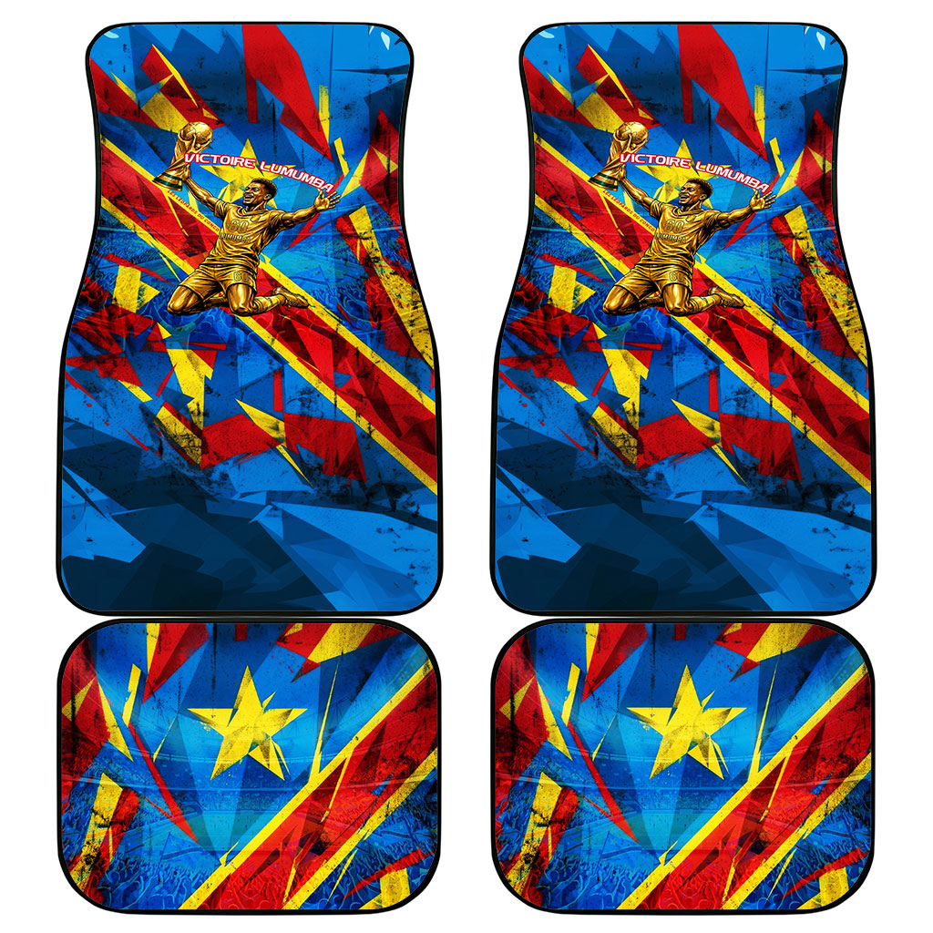 DR Congo Patrice Lumumba Football Victory Car Mats African Pride Leopard And Flag