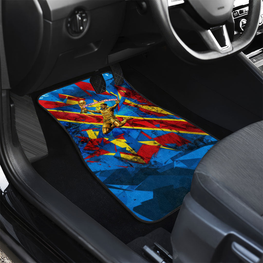 DR Congo Patrice Lumumba Football Victory Car Mats African Pride Leopard And Flag