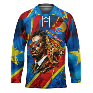 DR Congo Patrice Lumumba Football Victory Hockey Jersey African Pride Leopard And Flag