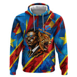 DR Congo Patrice Lumumba Football Victory Hoodie African Pride Leopard And Flag