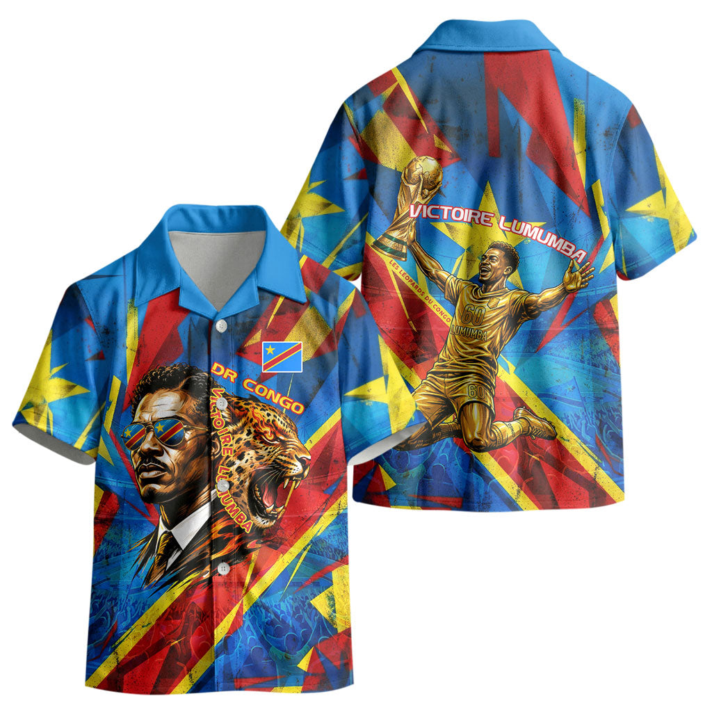DR Congo Patrice Lumumba Football Victory Kid Hawaiian Shirt African Pride Leopard And Flag