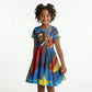 DR Congo Patrice Lumumba Football Victory Kid Short Sleeve Dress African Pride Leopard And Flag