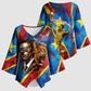 DR Congo Patrice Lumumba Football Victory Kimono Sleeve Blouse African Pride Leopard And Flag