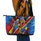 DR Congo Patrice Lumumba Football Victory Leather Tote Bag African Pride Leopard And Flag
