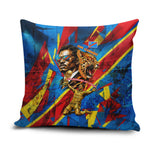 DR Congo Patrice Lumumba Football Victory Pillow Cover African Pride Leopard And Flag