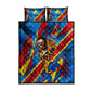 DR Congo Patrice Lumumba Football Victory Quilt Bed Set African Pride Leopard And Flag