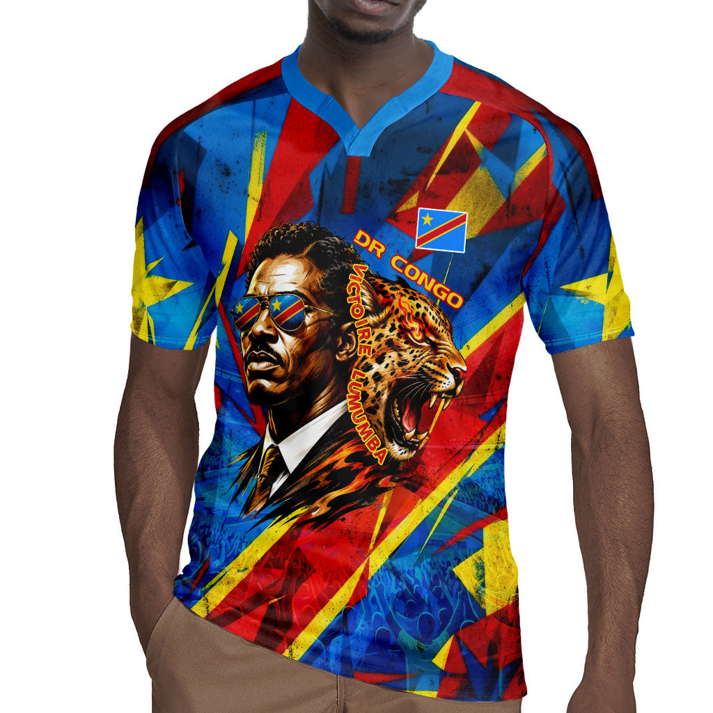 DR Congo Patrice Lumumba Football Victory Rugby Jersey African Pride Leopard And Flag