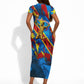 DR Congo Patrice Lumumba Football Victory Short Sleeve Bodycon Dress African Pride Leopard And Flag