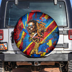 DR Congo Patrice Lumumba Football Victory Spare Tire Cover African Pride Leopard And Flag
