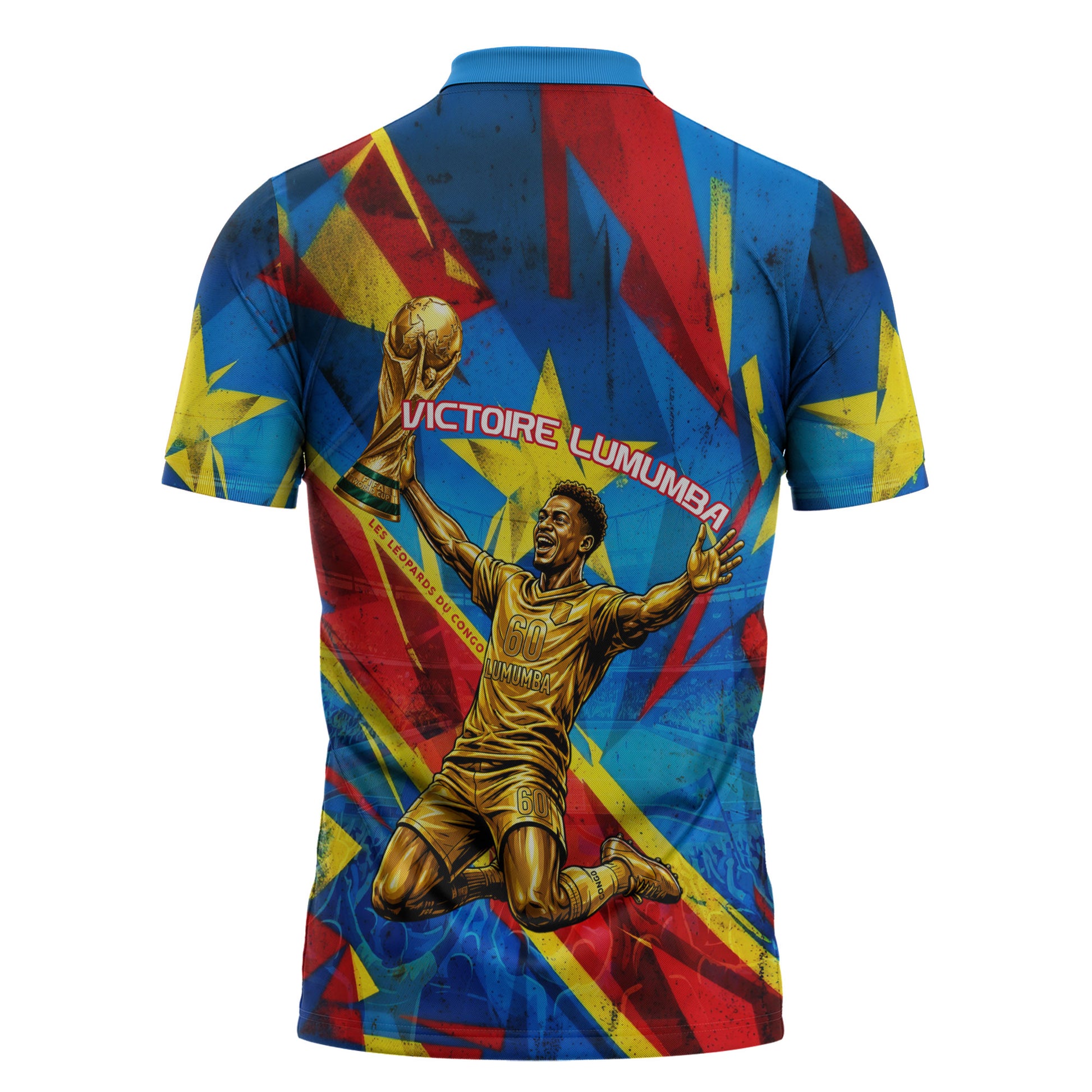 DR Congo Patrice Lumumba Football Victory Zipper Polo Shirt African Pride Leopard And Flag