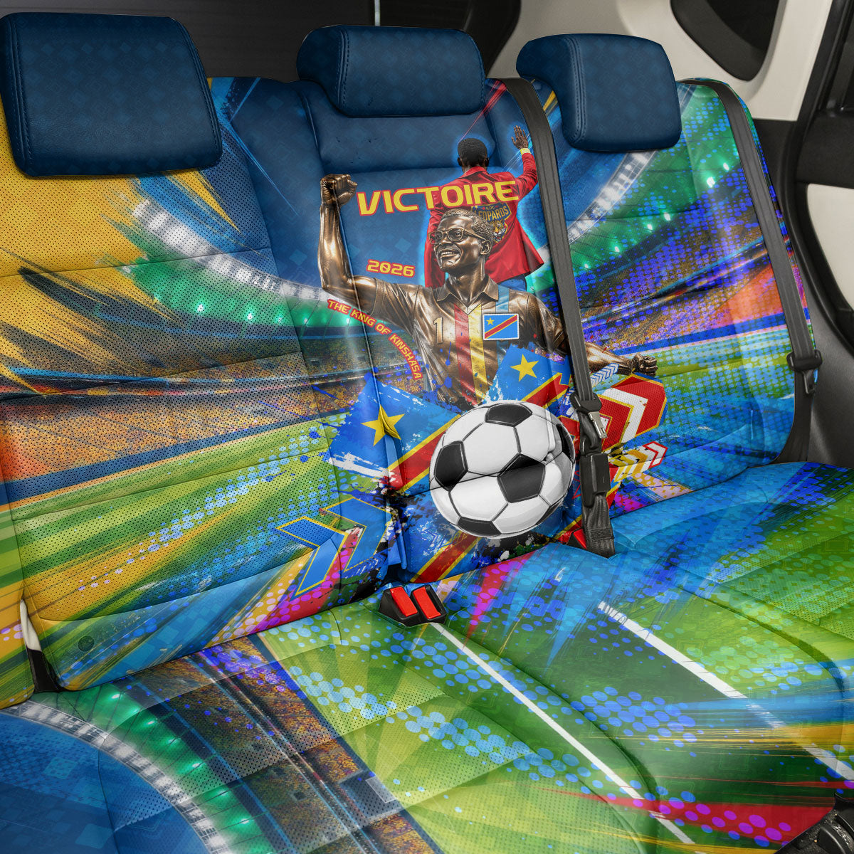 DR Congo Patrice Lumumba Back Car Seat Cover Kinshasa Stadium Flag - King Of Kinshasa Football