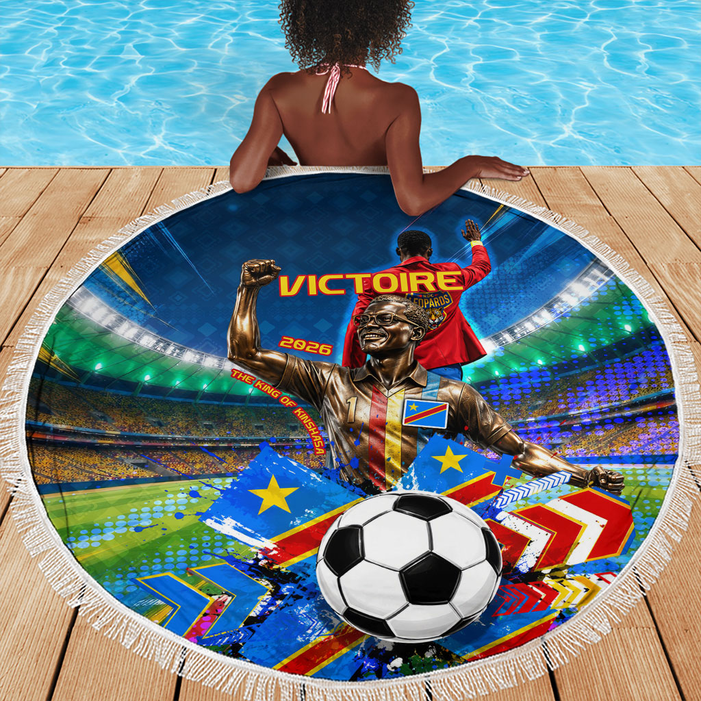 DR Congo Patrice Lumumba Beach Blanket Kinshasa Stadium Flag - King Of Kinshasa Football