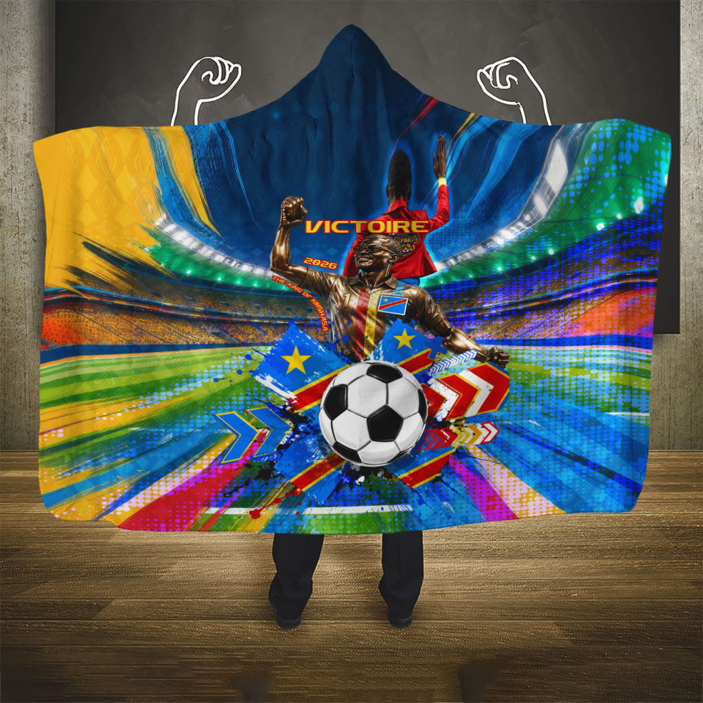 DR Congo Patrice Lumumba Hooded Blanket Kinshasa Stadium Flag - King Of Kinshasa Football
