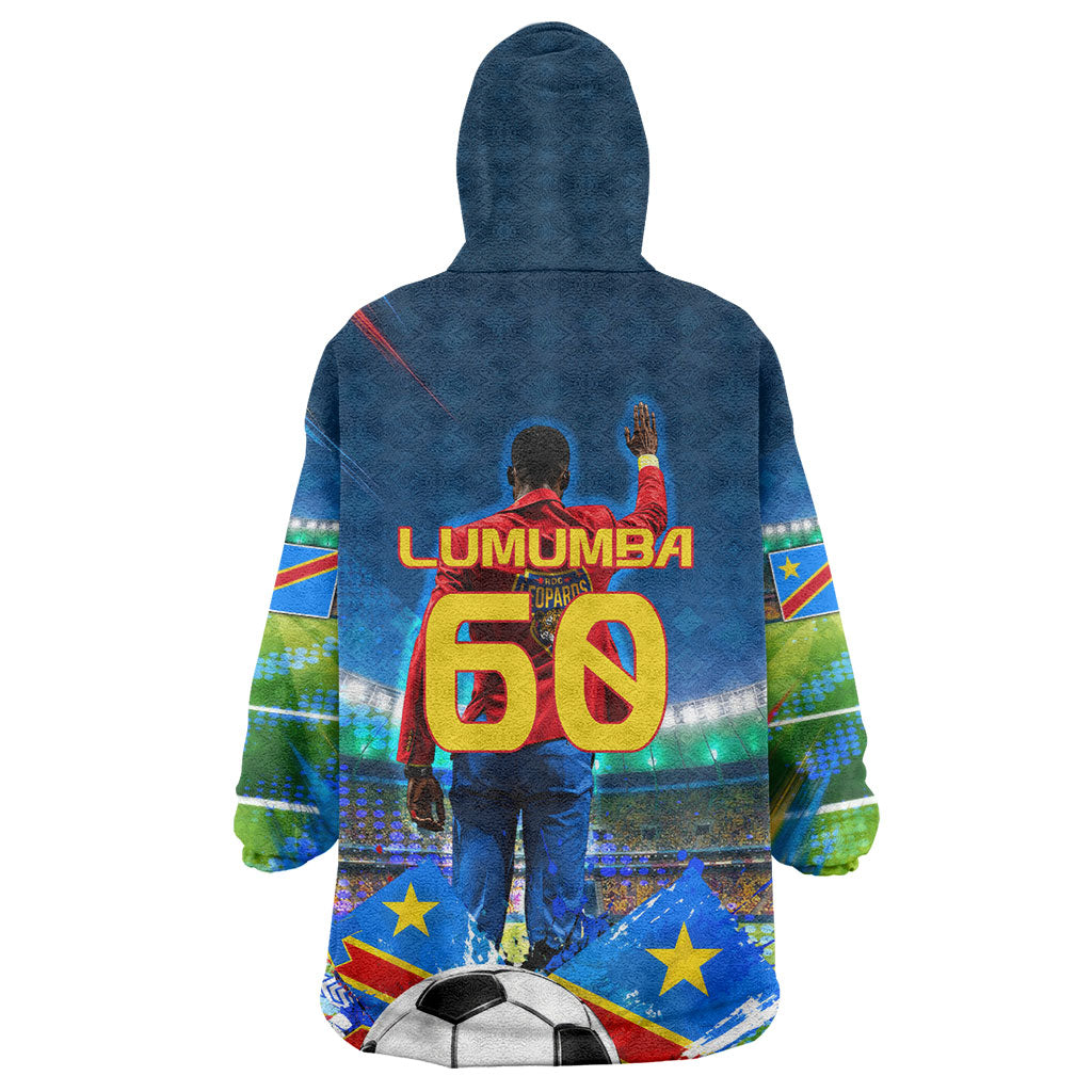 DR Congo Patrice Lumumba Kid Wearable Blanket Hoodie Kinshasa Stadium Flag - King Of Kinshasa Football