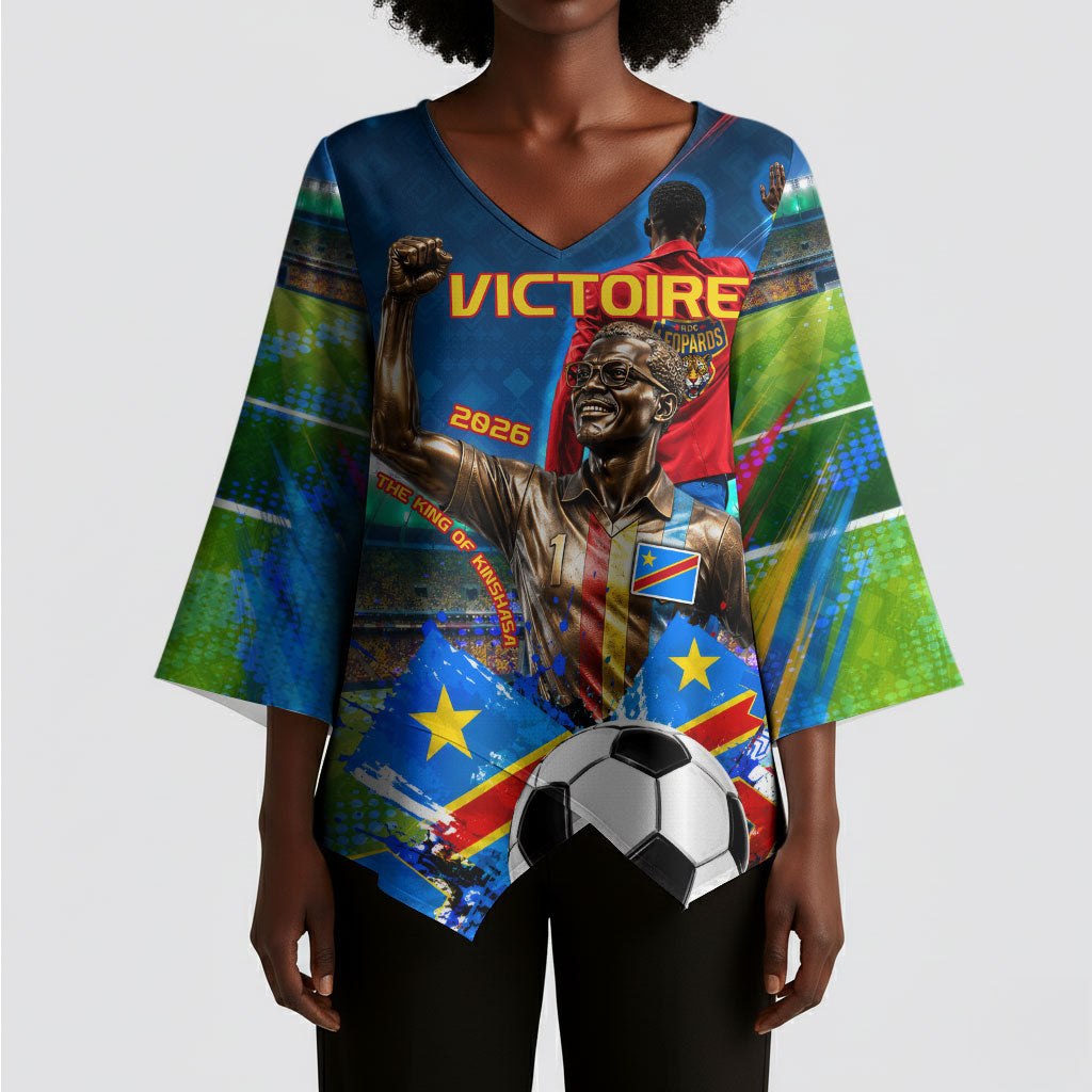 DR Congo Patrice Lumumba Kimono Sleeve Blouse Kinshasa Stadium Flag - King Of Kinshasa Football