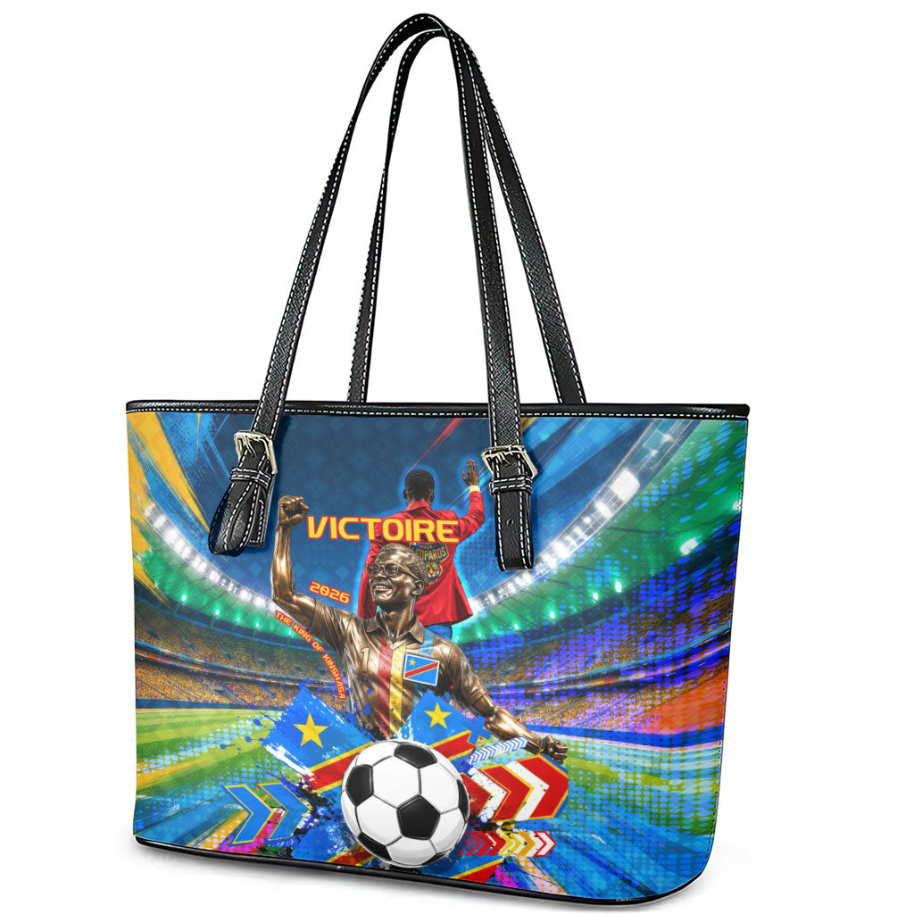 DR Congo Patrice Lumumba Leather Tote Bag Kinshasa Stadium Flag - King Of Kinshasa Football