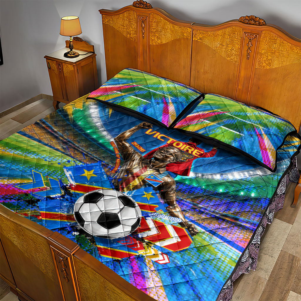 DR Congo Patrice Lumumba Quilt Bed Set Kinshasa Stadium Flag - King Of Kinshasa Football