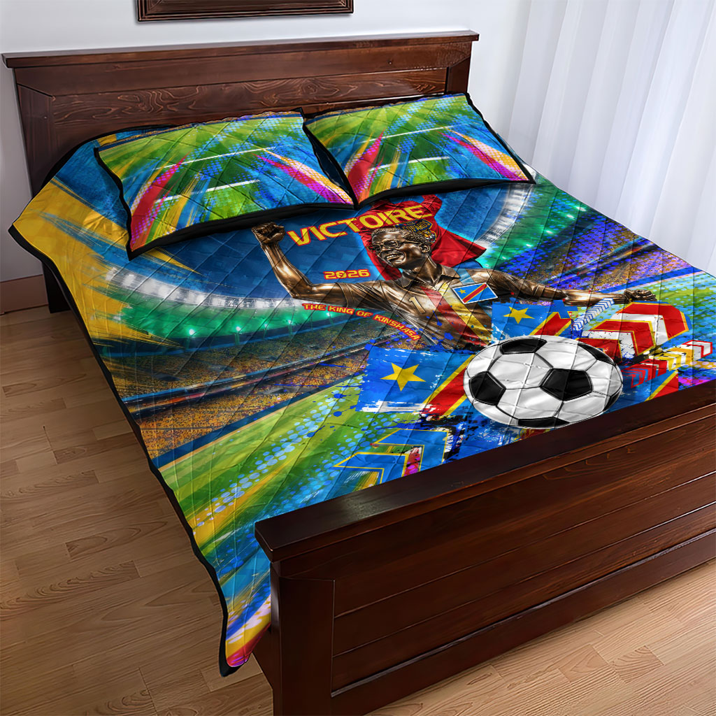 DR Congo Patrice Lumumba Quilt Bed Set Kinshasa Stadium Flag - King Of Kinshasa Football