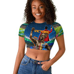 DR Congo Patrice Lumumba Raglan Cropped T shirt Kinshasa Stadium Flag - King Of Kinshasa Football