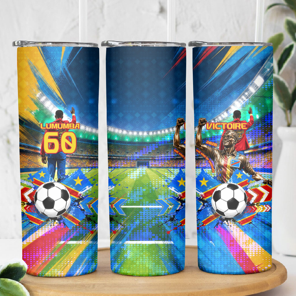 DR Congo Patrice Lumumba Skinny Tumbler Kinshasa Stadium Flag - King Of Kinshasa Football