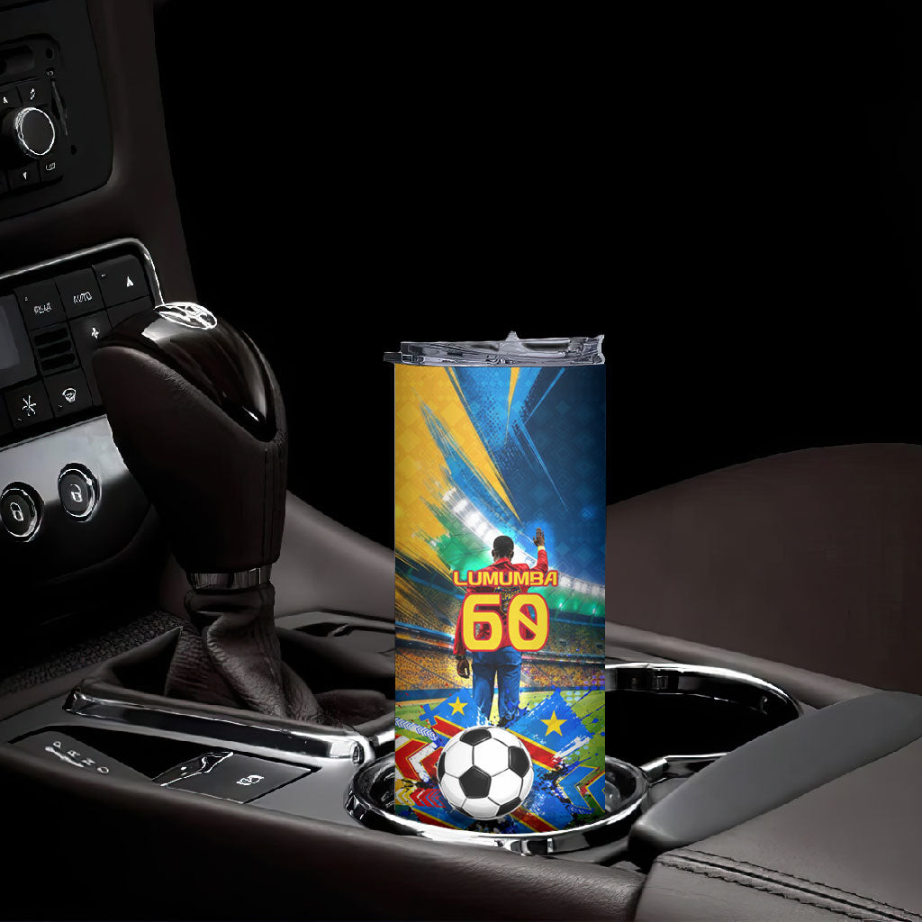 DR Congo Patrice Lumumba Skinny Tumbler Kinshasa Stadium Flag - King Of Kinshasa Football