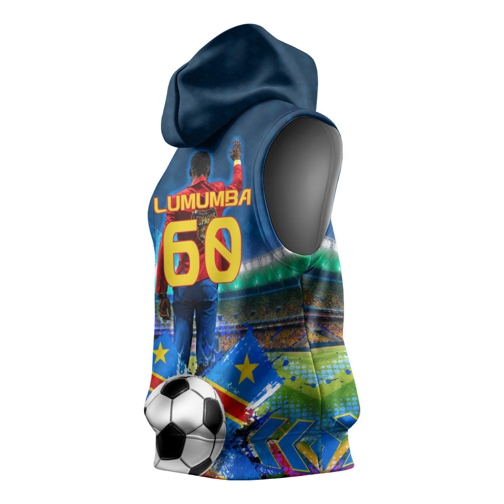 DR Congo Patrice Lumumba Sleeveless Hoodie Kinshasa Stadium Flag - King Of Kinshasa Football
