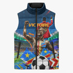 DR Congo Patrice Lumumba Sleeveless Puffer Jacket Kinshasa Stadium Flag - King Of Kinshasa Football