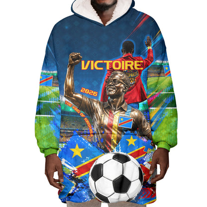 DR Congo Patrice Lumumba Wearable Blanket Hoodie Kinshasa Stadium Flag - King Of Kinshasa Football
