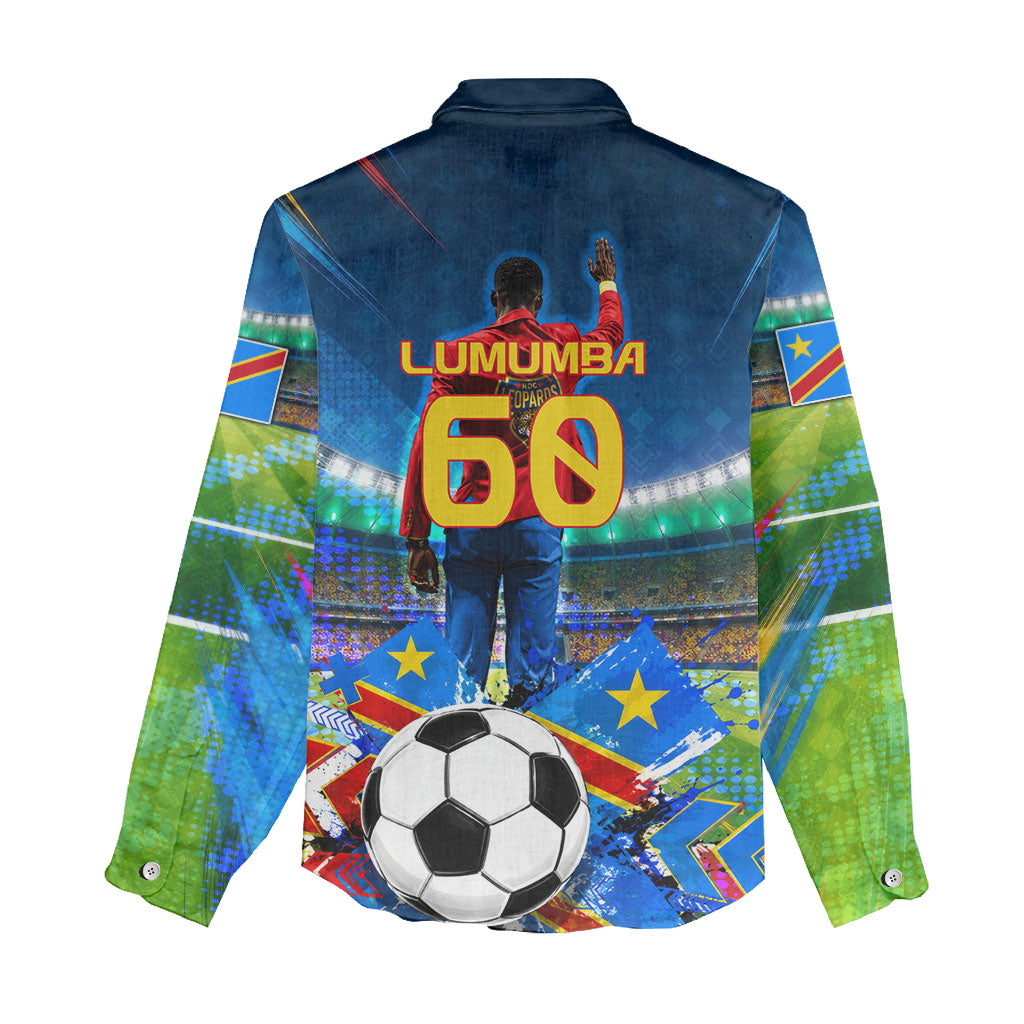 DR Congo Patrice Lumumba Women Casual Shirt Kinshasa Stadium Flag - King Of Kinshasa Football