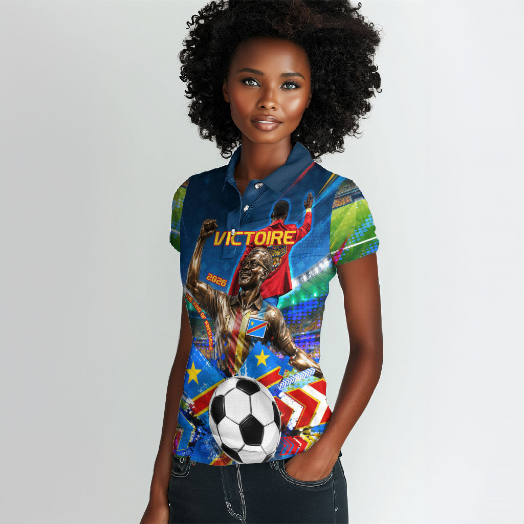 DR Congo Patrice Lumumba Women Polo Shirt Kinshasa Stadium Flag - King Of Kinshasa Football