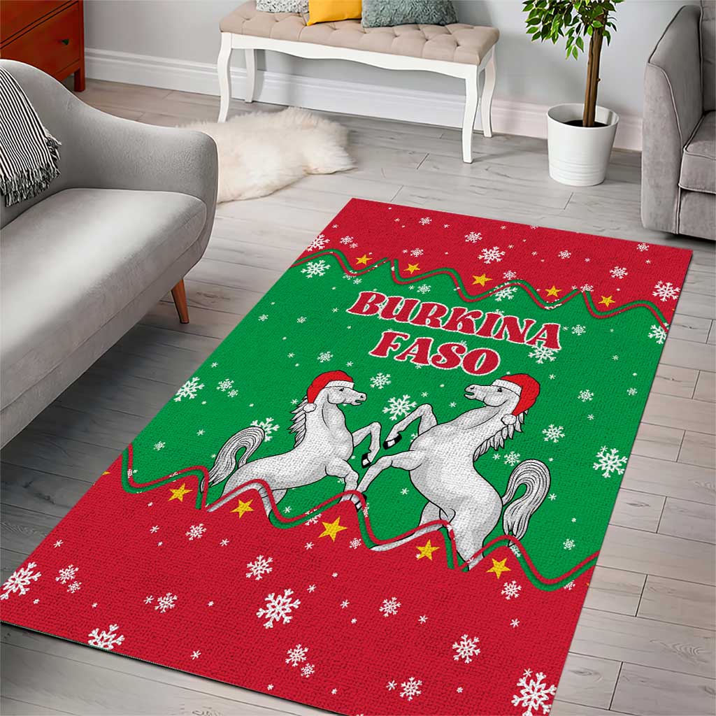 Christmas Burkina Faso Area Rug Snowflake Horses and Coat of Arms - African Pride