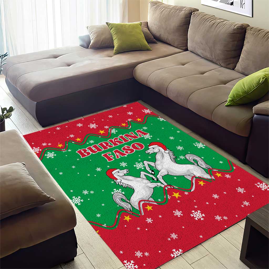 Christmas Burkina Faso Area Rug Snowflake Horses and Coat of Arms - African Pride