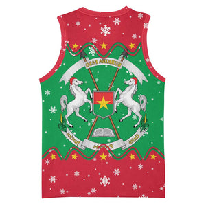 Christmas Burkina Faso Basketball Jersey Snowflake Horses and Coat of Arms - African Pride
