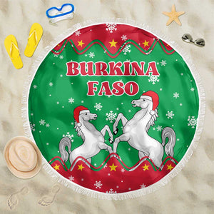 Christmas Burkina Faso Beach Blanket Snowflake Horses and Coat of Arms - African Pride