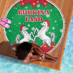 Christmas Burkina Faso Beach Blanket Snowflake Horses and Coat of Arms - African Pride