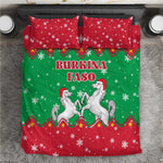 Christmas Burkina Faso Bedding Set Snowflake Horses and Coat of Arms - African Pride