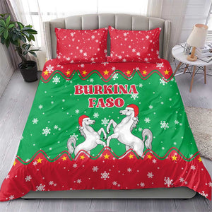 Christmas Burkina Faso Bedding Set Snowflake Horses and Coat of Arms - African Pride