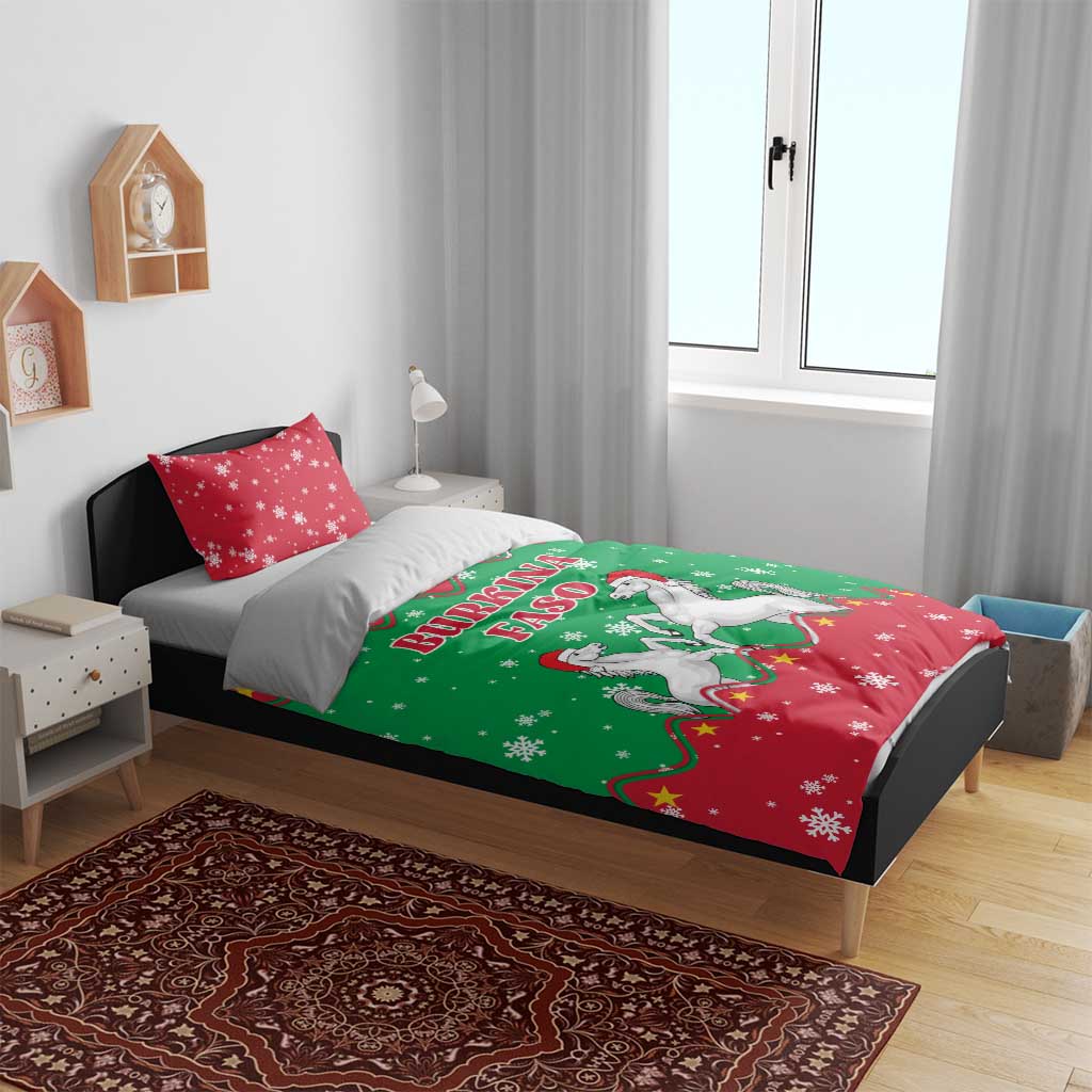 Christmas Burkina Faso Bedding Set Snowflake Horses and Coat of Arms - African Pride