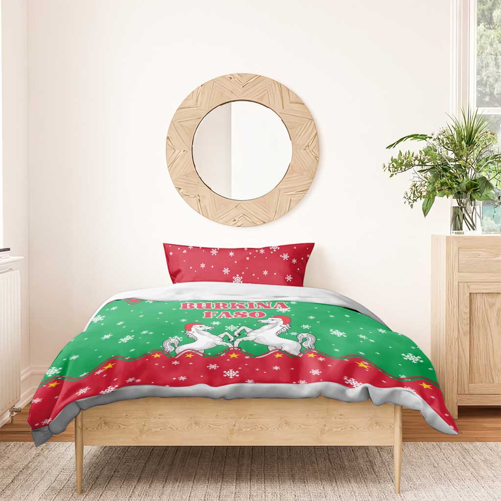 Christmas Burkina Faso Bedding Set Snowflake Horses and Coat of Arms - African Pride