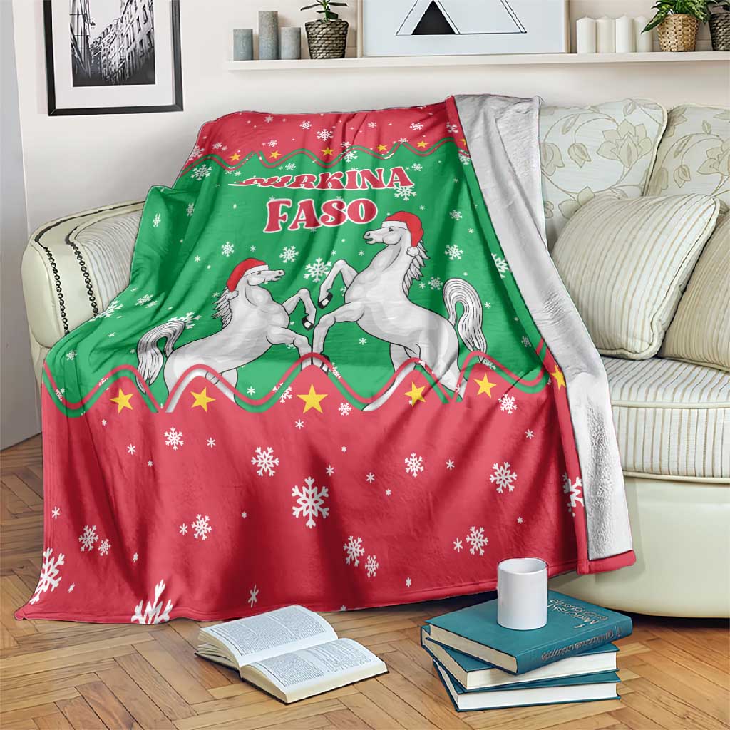 Christmas Burkina Faso Blanket Snowflake Horses and Coat of Arms - African Pride