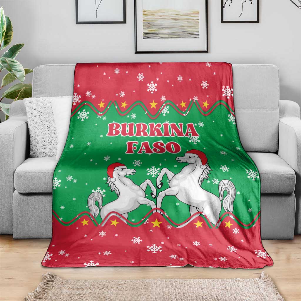 Christmas Burkina Faso Blanket Snowflake Horses and Coat of Arms - African Pride