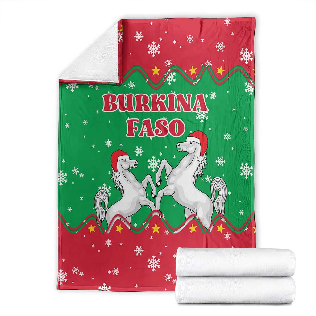 Christmas Burkina Faso Blanket Snowflake Horses and Coat of Arms - African Pride