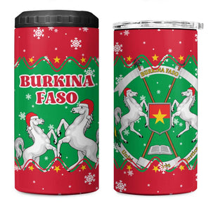 Christmas Burkina Faso 4 in 1 Can Cooler Tumbler Snowflake Horses and Coat of Arms - African Pride